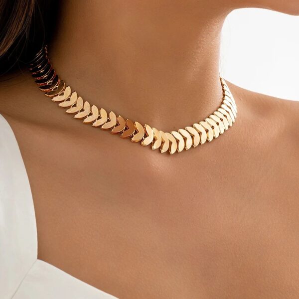 Gold Petal Choker Necklace