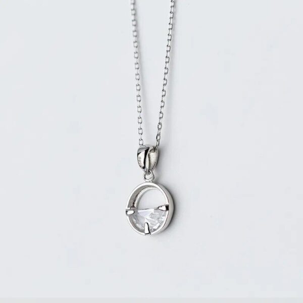 Elegant 925 Sterling Silver Crystal Pendant Necklace