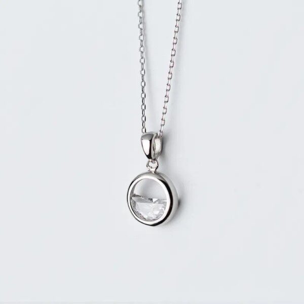 Elegant 925 Sterling Silver Crystal Pendant Necklace - Image 3