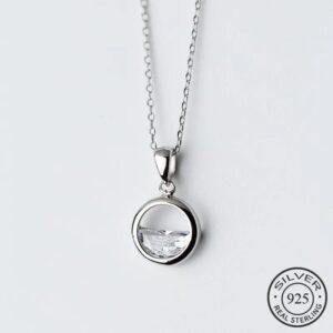 Elegant 925 Sterling Silver Crystal Pendant Necklace