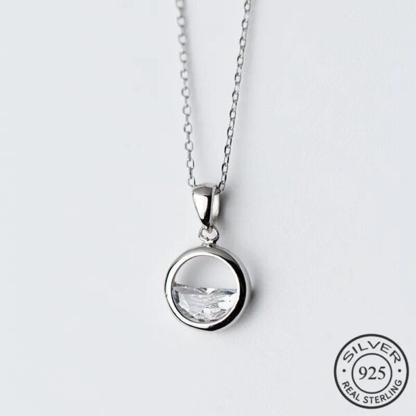 Elegant 925 Sterling Silver Crystal Pendant Necklace