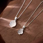 Luxury White Moonstone Pendant Necklace: Vintage Round Design in Silver Plating