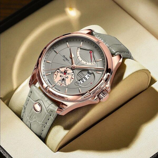 Ultra Thin Luxury Waterproof Sport Watch with Leather Strap and Calendar Feature