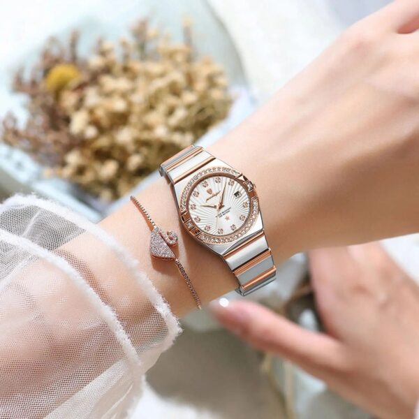 Elegant Waterproof Quartz Ladies Watch with Luminous Display & Stainless Steel Band - Image 3