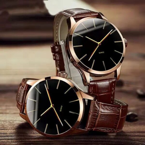 Luxurious Quartz Men’s Wristwatch: Leather Strap, Waterproof & Business-Casual Design