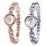 Elegant Quartz Bracelet Wristwatch with Rhinestones for Women