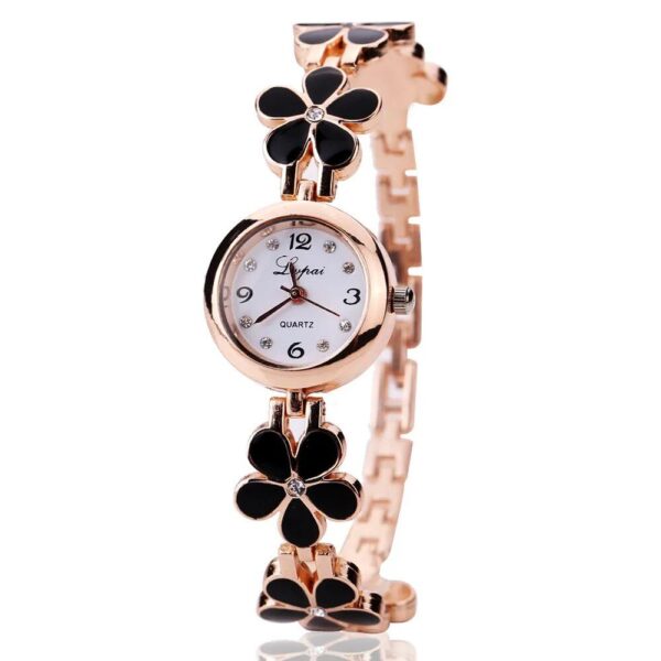 Elegant Rhinestone Flower Bracelet Watch