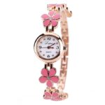 Elegant Rhinestone Flower Bracelet Watch