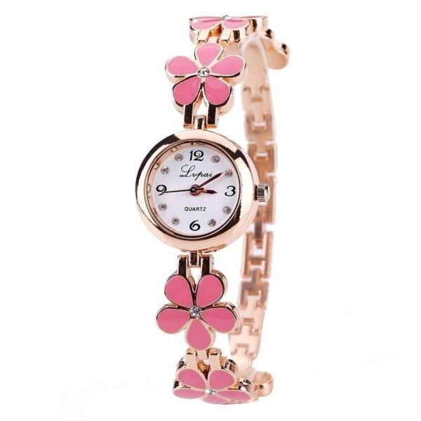 Elegant Rhinestone Flower Bracelet Watch