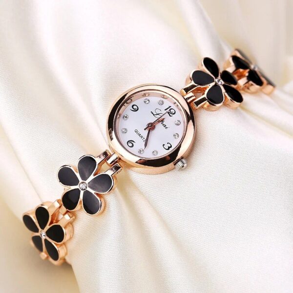 Elegant Rhinestone Flower Bracelet Watch - Image 4