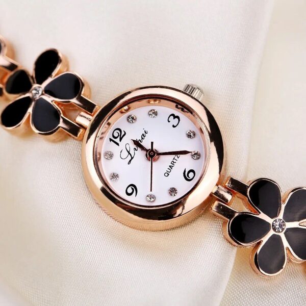 Elegant Rhinestone Flower Bracelet Watch - Image 3