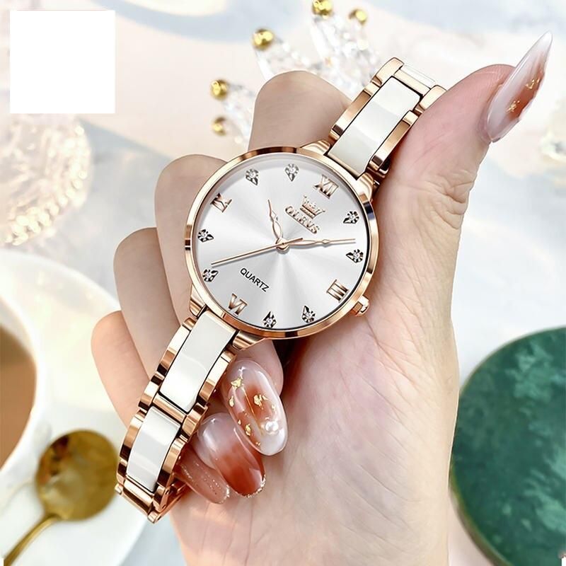 Elegant Women’s Luxury Fashion Watch with Diamond Inlay, Waterproof & Luminous Quartz Wristwatch