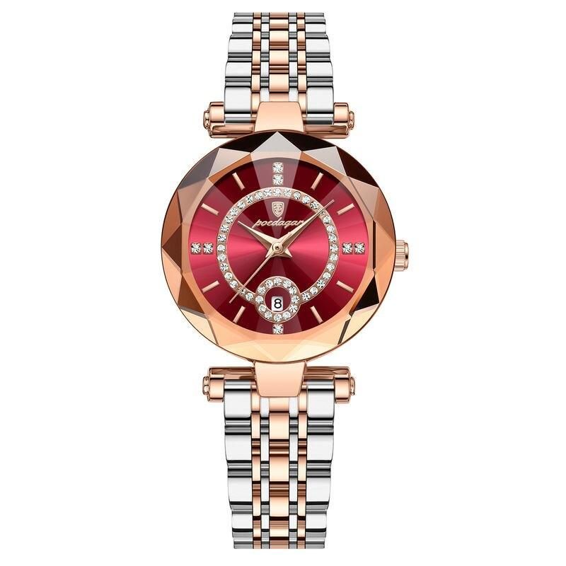 Diamond-Studded Stainless Steel Quartz Watch