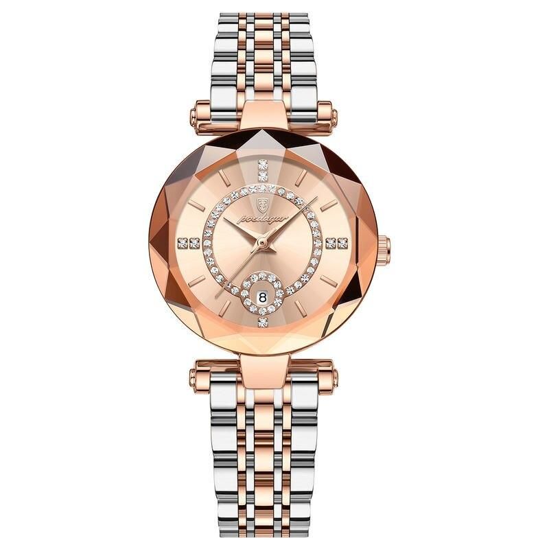 Diamond-Studded Stainless Steel Quartz Watch