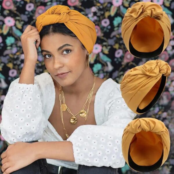 Versatile Solid Color Turban Bandana for Women - Image 3