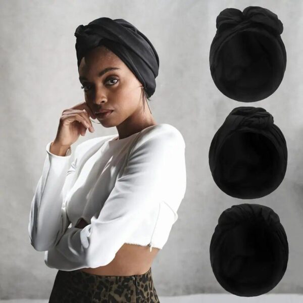 Versatile Solid Color Turban Bandana for Women - Image 4