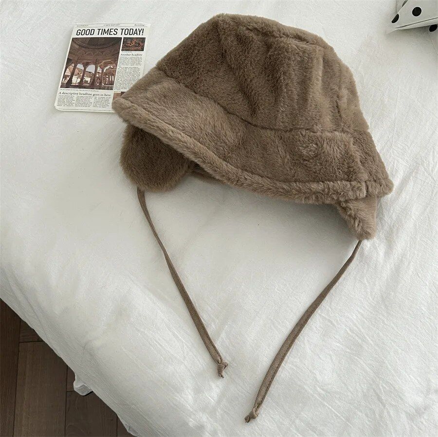 Women’s Winter Plush Bucket Hat with Ear Protection