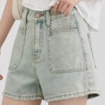 High Waist A-line Denim Shorts - Wide Leg Hot Pants for Women