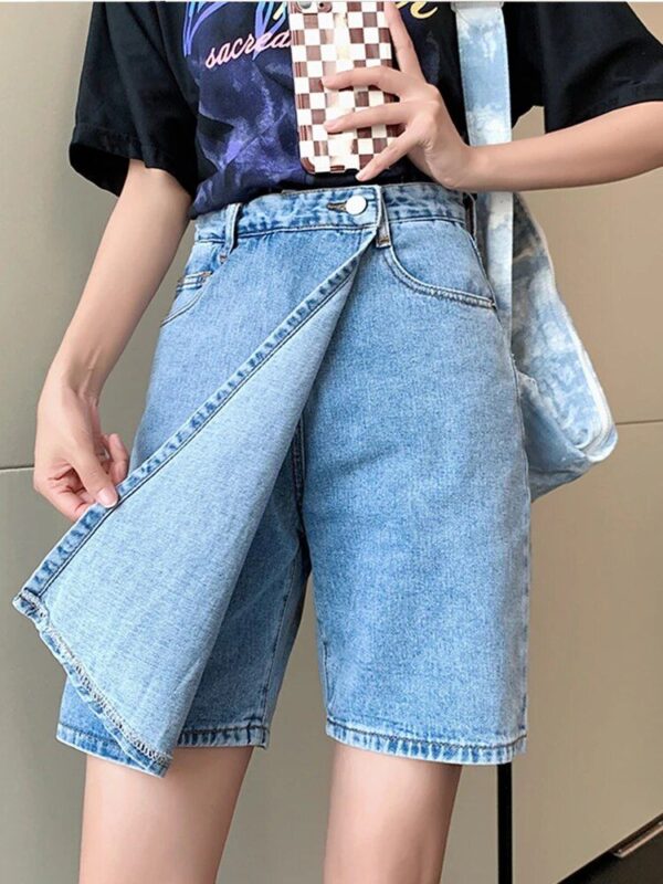 High-Waist Plus Size Denim Skirt Shorts – Summer Casual Chic