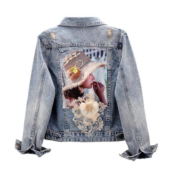 Ladies’ Chic Pearl-Button Denim Jacket – Spring/Autumn Casual Outerwear