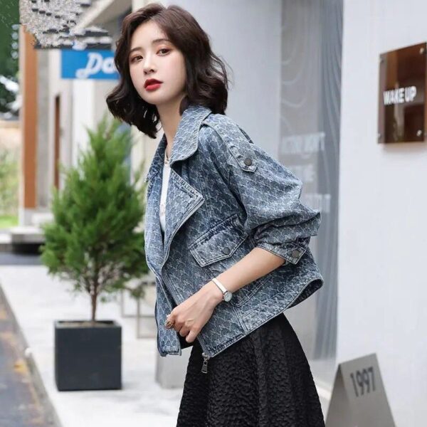 Spring/Autumn Vintage Denim Jacket - Women's Casual Chic Commuter Coat - Image 3