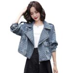 Spring/Autumn Vintage Denim Jacket - Women's Casual Chic Commuter Coat