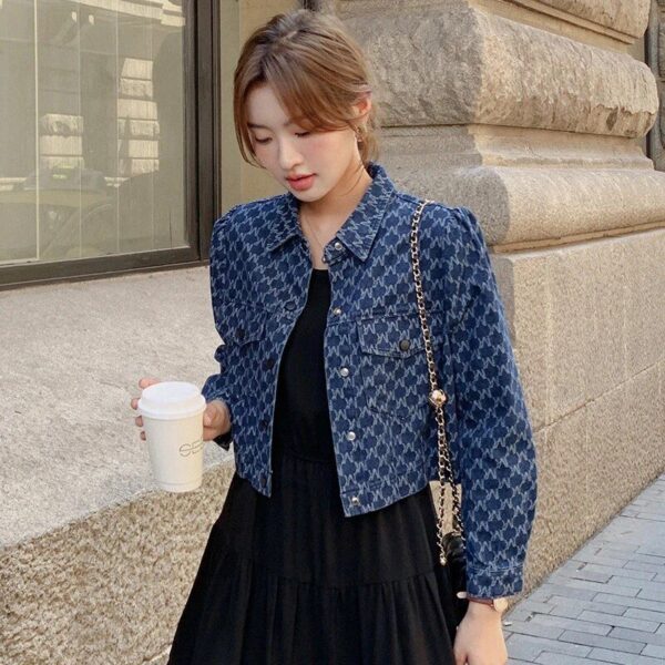 Elegant Slim Fit Denim Short Coat – French Style Women’s Spring/Autumn Jacket