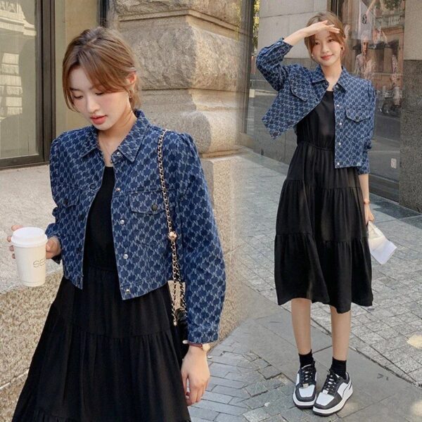 Elegant Slim Fit Denim Short Coat – French Style Women’s Spring/Autumn Jacket