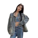 Casual Chic Ragged Denim Jacket - Women's Retro-Inspired Outerwear