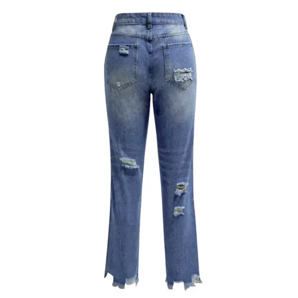 High Waist Distressed Straight-Leg Jeans – Women’s Casual Denim