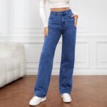 Women's Stretch Straight Leg Jeans - Fashionable Slim Fit Denim