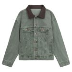 Spring 2023 Vintage Polo Neck Denim Jacket - Women's Casual Loose-Fit