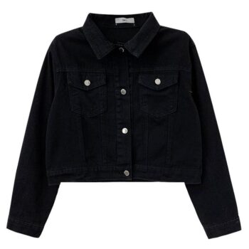 Spring/Summer Denim Short Coat – Women’s Casual Polo Collar Jacket