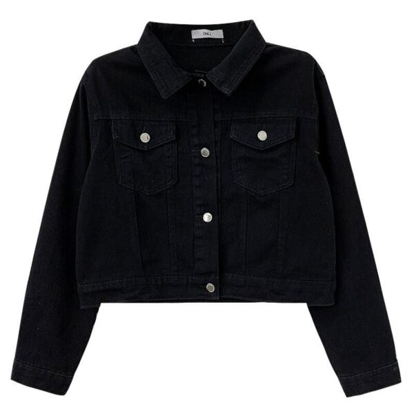 Spring/Summer Denim Short Coat – Women’s Casual Polo Collar Jacket