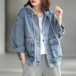 Chic Hooded Denim Jacket - Women's Casual Spring Outerwear