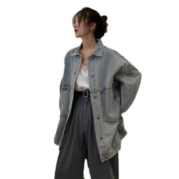 2023 Retro Chic Denim Jacket – Women’s Loose Fit Cardigan Top