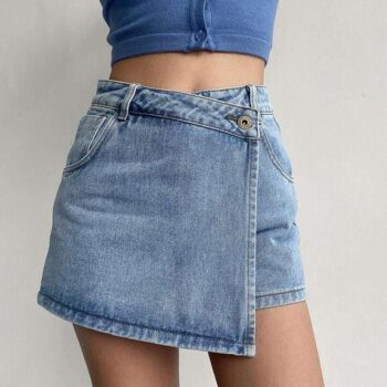 Chic Asymmetrical Mini Denim Skirt – Summer Slim Fit Streetwear Essential