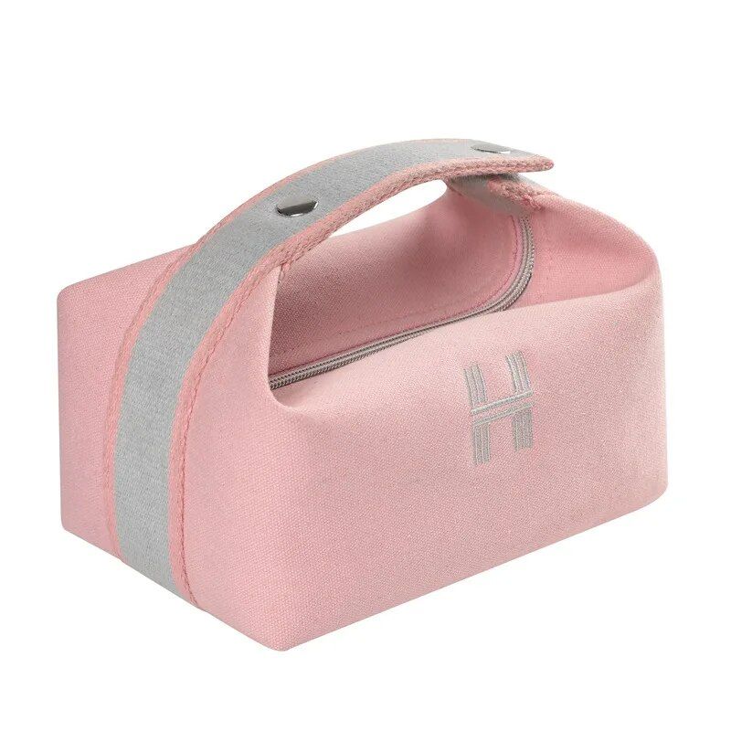 Chic Waterproof Canvas Makeup Organizer – Fashionable Cosmetic Travel Pouch