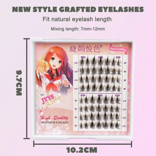 Manga-Inspired Fluffy Natural Long Cluster Lashes – Synthetic Heat Bonded Extensions