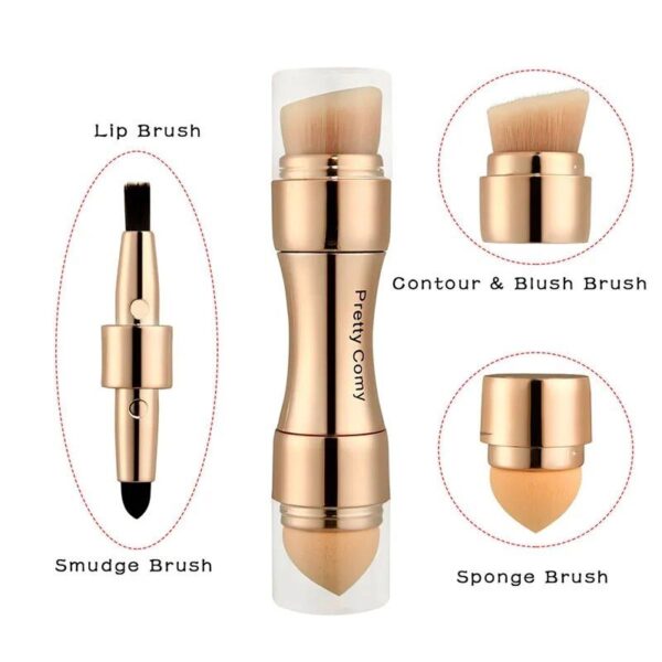 4-in-1 Multi-functional Makeup Brush Set: Foundation, Eyebrow, Shadow, Concealer, Eyeliner, Blush, & Powder - Image 5