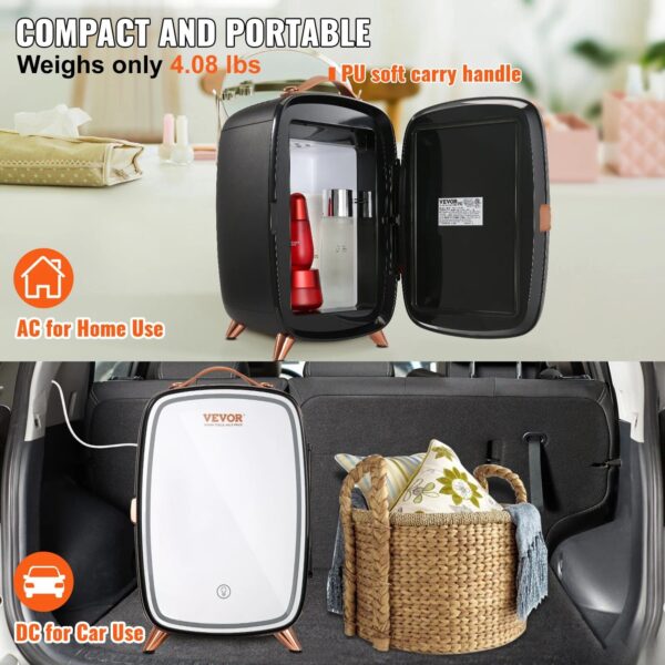 Portable 6L Mini Makeup Fridge with Mirror & LED Lights - Image 7