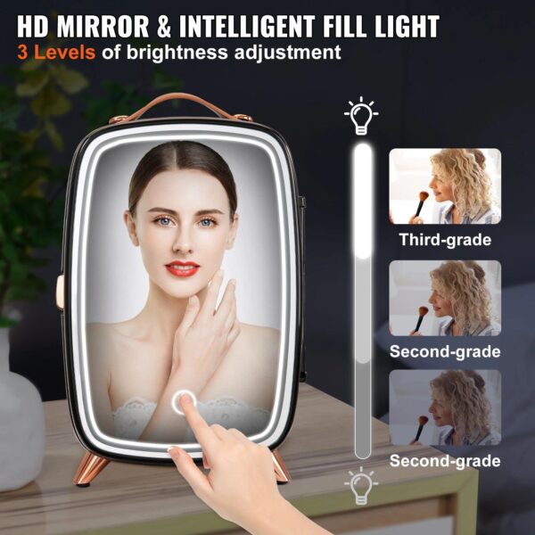 Portable 6L Mini Makeup Fridge with Mirror & LED Lights