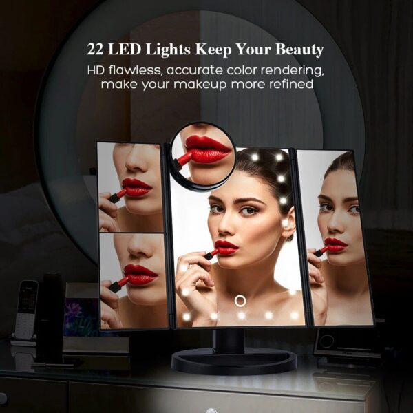 Lux 22-LED Touch Dimmer Makeup Mirror with 10X Magnification