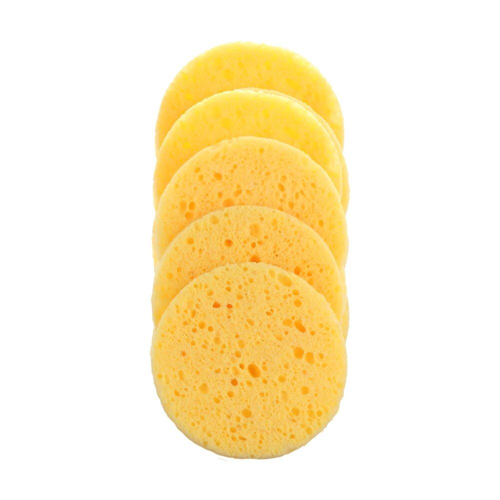 10cm Natural Cellulose Facial Cleansing Sponges – 5 Pack Soft Makeup Remover Puffs
