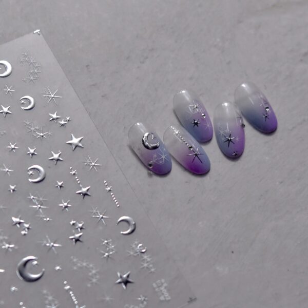 Sun, Moon, and Stars 3D Gold Bronzing Nail Art Stickers