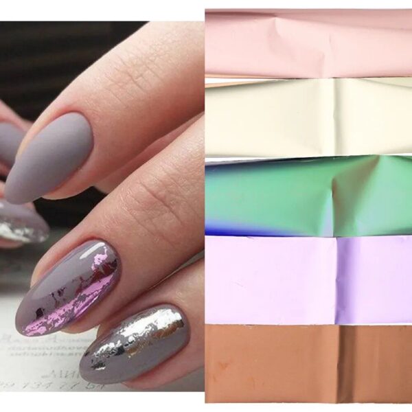 10-Piece Matte Metallic Nail Foil Set