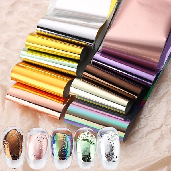 10-Piece Matte Metallic Nail Foil Set