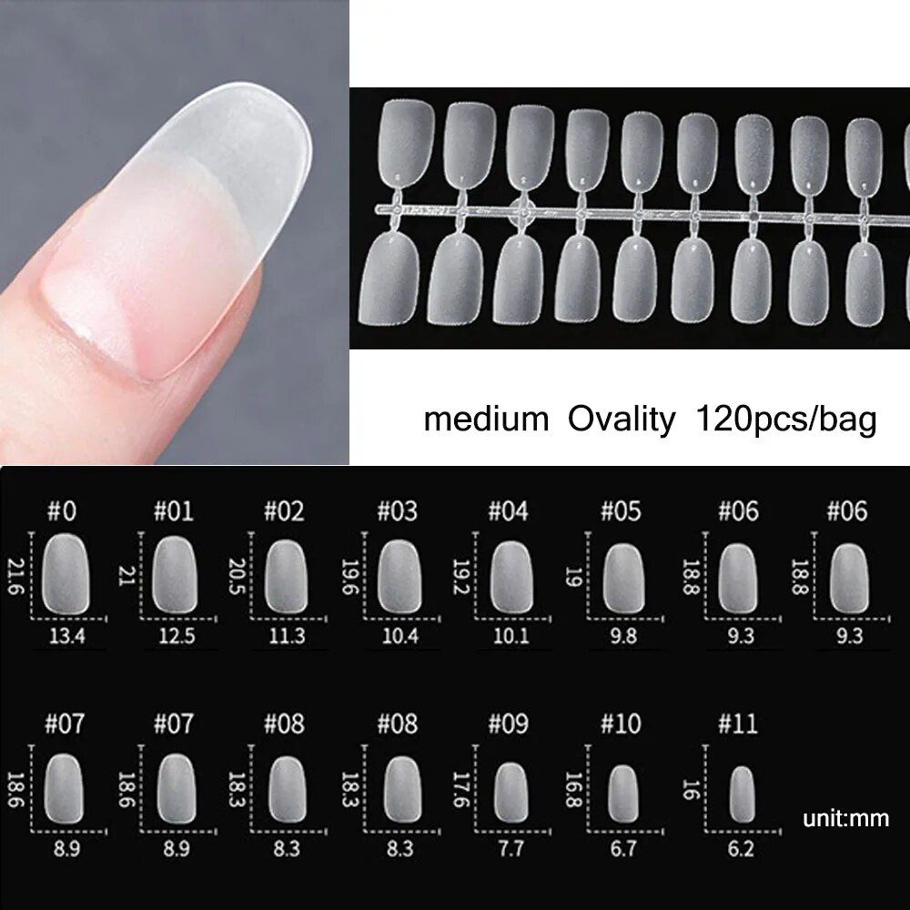120pcs Matte Almond Oval Sculpted Press-On Nail Tips