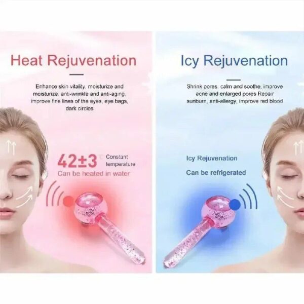 Luxury Crystal Ice Roller Set for Face and Eye Massage – Skin Rejuvenation and Tightening Tool