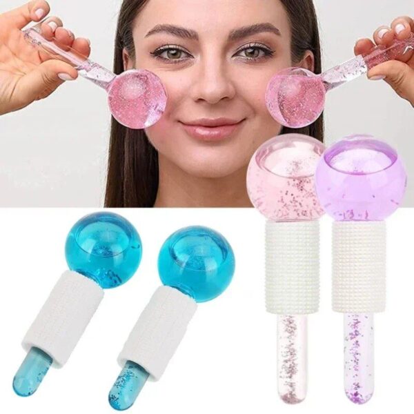 Luxury Crystal Ice Roller Set for Face and Eye Massage – Skin Rejuvenation and Tightening Tool